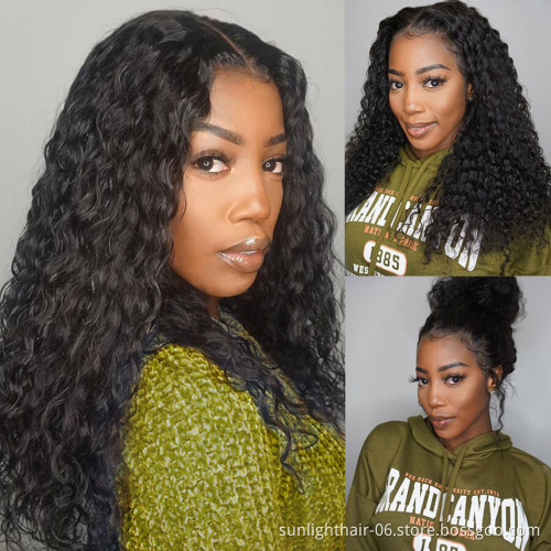 Sunlight hair Water Wave Wig 13x4 Lace virgin human jewish hair Peruvian Pre Plucked Lace front  Wig virgin lace wigs